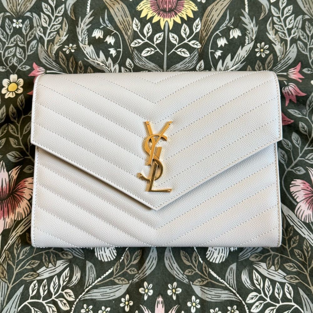 Saint Laurent YSL Cassandre Quilted Matelassé Envelope Flap Leather Clutch Pouch - Picture 15 of 15